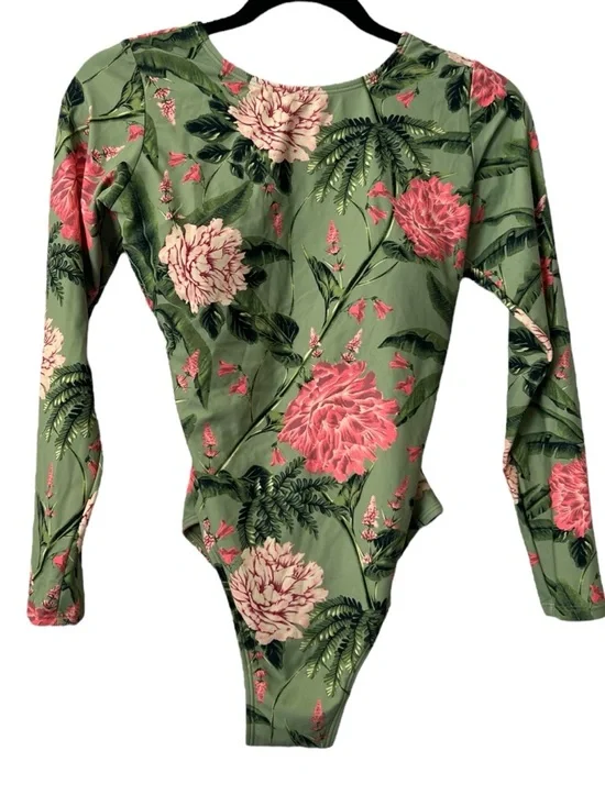Aguabendita  X Target Peony Floral Print Long Sleeve One Piece Swimsuit Size M - Picture 2 of 12